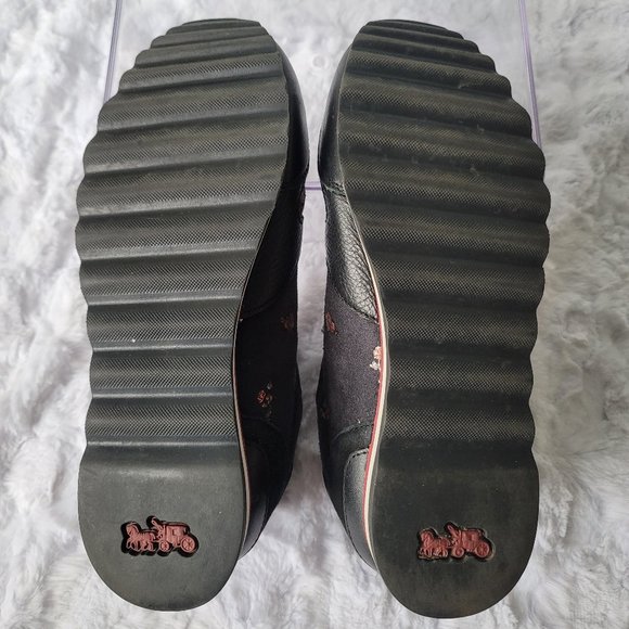 COACH  FG2976 Classic Sneakers With Metallic Floral Glitter Print Size 7B - Picture 12 of 15